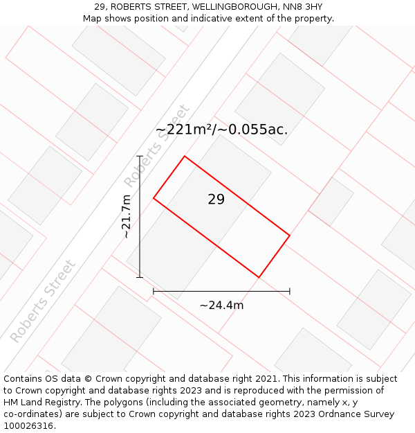 29, ROBERTS STREET, WELLINGBOROUGH, NN8 3HY: Plot and title map