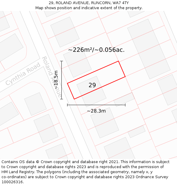 29, ROLAND AVENUE, RUNCORN, WA7 4TY: Plot and title map