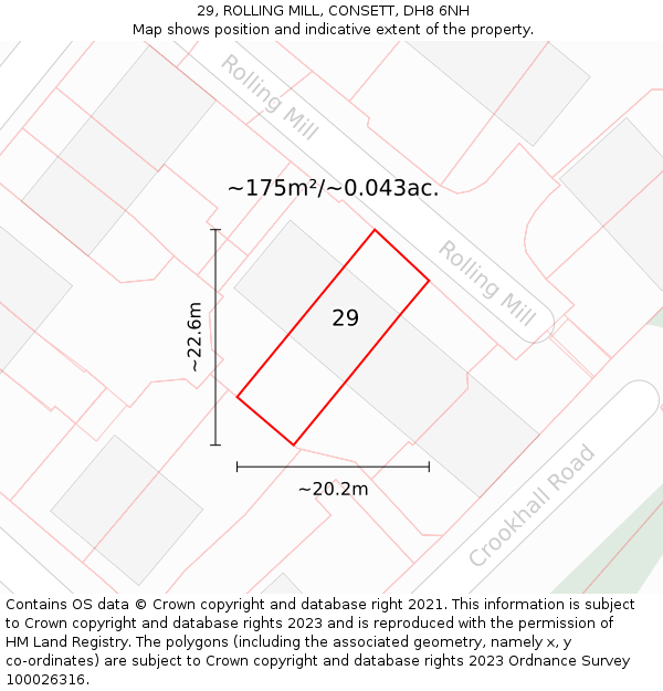 29, ROLLING MILL, CONSETT, DH8 6NH: Plot and title map