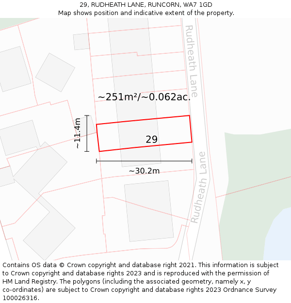 29, RUDHEATH LANE, RUNCORN, WA7 1GD: Plot and title map