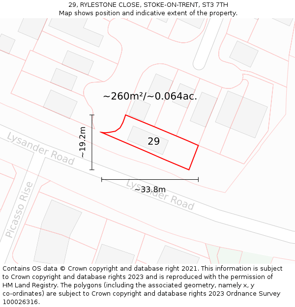 29, RYLESTONE CLOSE, STOKE-ON-TRENT, ST3 7TH: Plot and title map