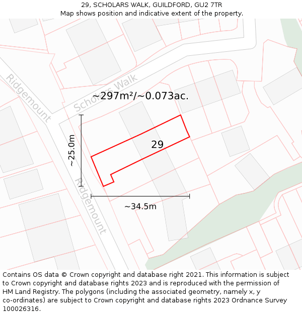 29, SCHOLARS WALK, GUILDFORD, GU2 7TR: Plot and title map