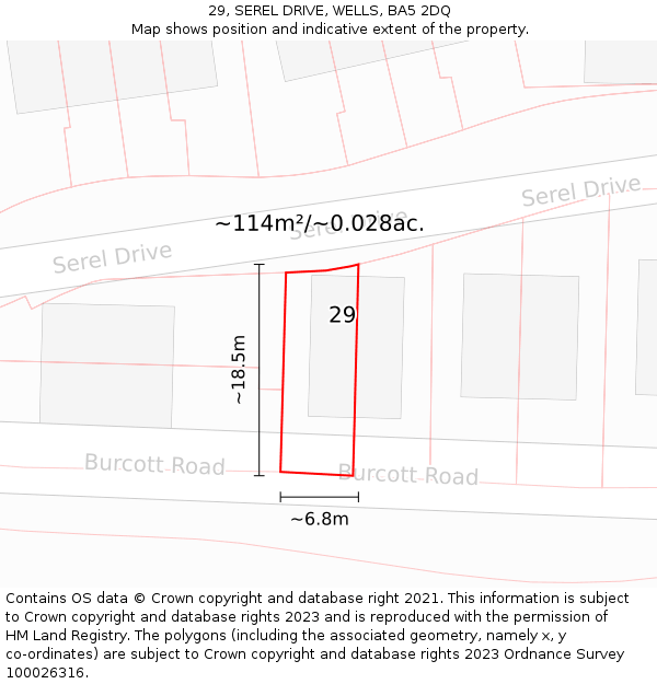 29, SEREL DRIVE, WELLS, BA5 2DQ: Plot and title map