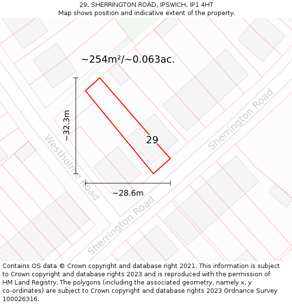 29, SHERRINGTON ROAD, IPSWICH, IP1 4HT: Plot and title map