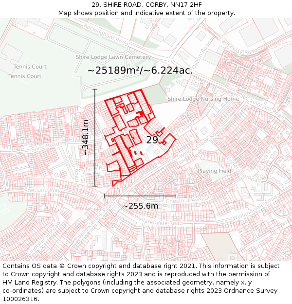 29, SHIRE ROAD, CORBY, NN17 2HF: Plot and title map