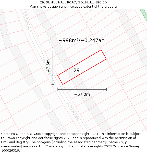 29, SILHILL HALL ROAD, SOLIHULL, B91 1JX: Plot and title map