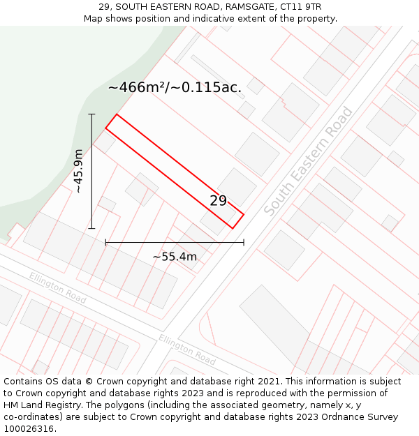 29, SOUTH EASTERN ROAD, RAMSGATE, CT11 9TR: Plot and title map