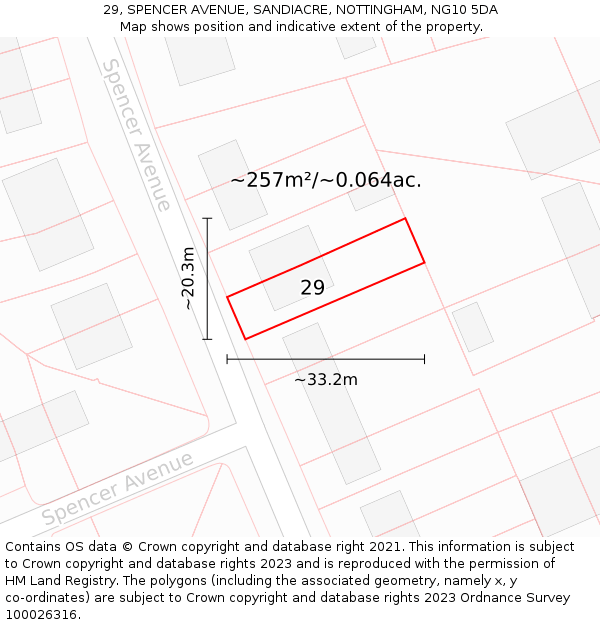 29, SPENCER AVENUE, SANDIACRE, NOTTINGHAM, NG10 5DA: Plot and title map