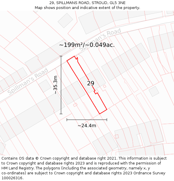 29, SPILLMANS ROAD, STROUD, GL5 3NE: Plot and title map