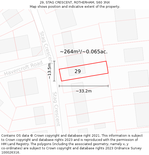 29, STAG CRESCENT, ROTHERHAM, S60 3NX: Plot and title map