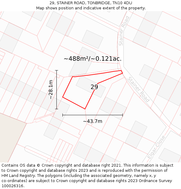 29, STAINER ROAD, TONBRIDGE, TN10 4DU: Plot and title map