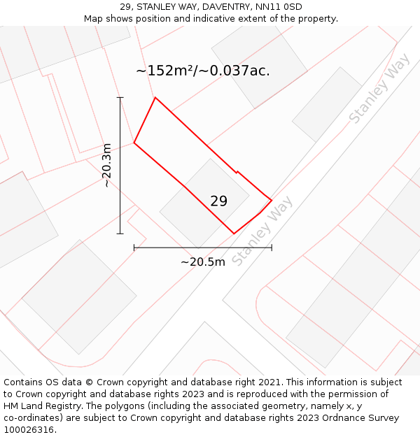 29, STANLEY WAY, DAVENTRY, NN11 0SD: Plot and title map