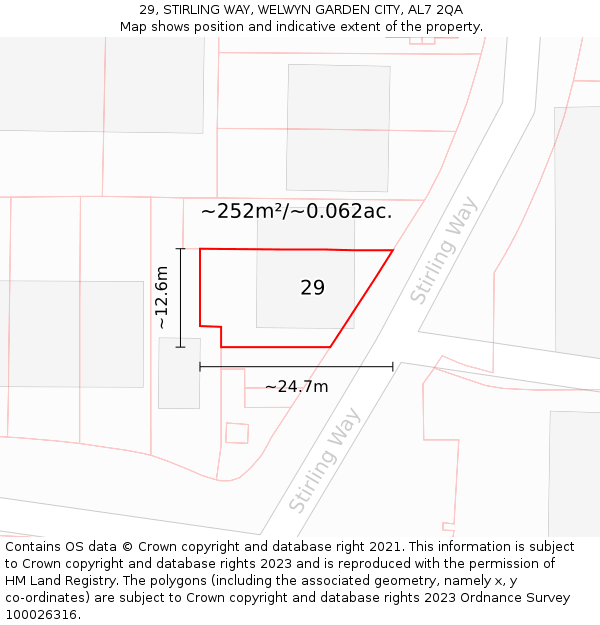 29, STIRLING WAY, WELWYN GARDEN CITY, AL7 2QA: Plot and title map