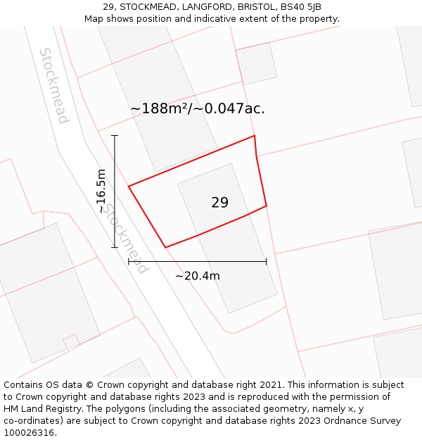 29, STOCKMEAD, LANGFORD, BRISTOL, BS40 5JB: Plot and title map