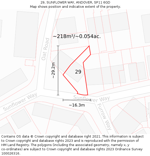 29, SUNFLOWER WAY, ANDOVER, SP11 6GD: Plot and title map