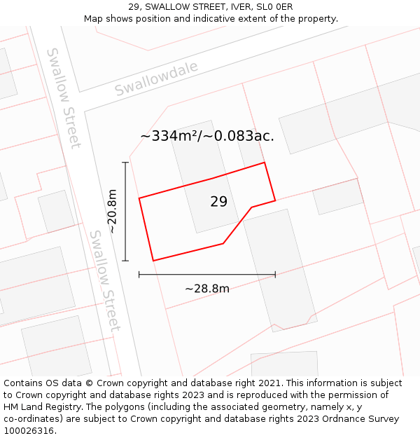 29, SWALLOW STREET, IVER, SL0 0ER: Plot and title map