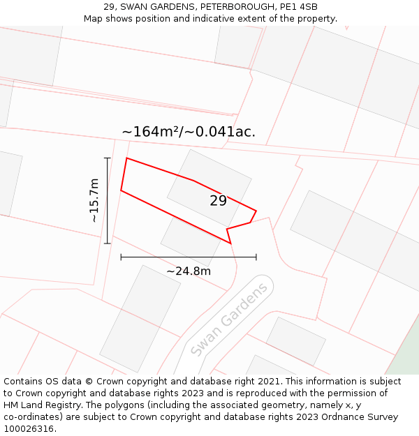 29, SWAN GARDENS, PETERBOROUGH, PE1 4SB: Plot and title map