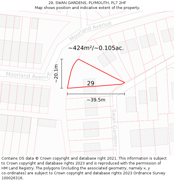 29, SWAN GARDENS, PLYMOUTH, PL7 2HF: Plot and title map