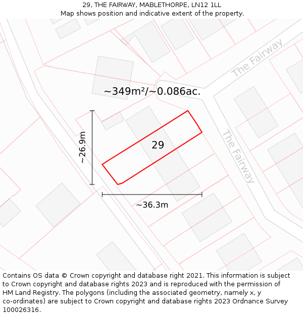 29, THE FAIRWAY, MABLETHORPE, LN12 1LL: Plot and title map