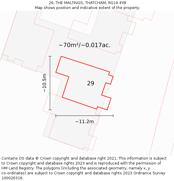 29, THE MALTINGS, THATCHAM, RG19 4YB: Plot and title map