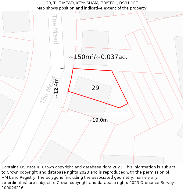 29, THE MEAD, KEYNSHAM, BRISTOL, BS31 1FE: Plot and title map