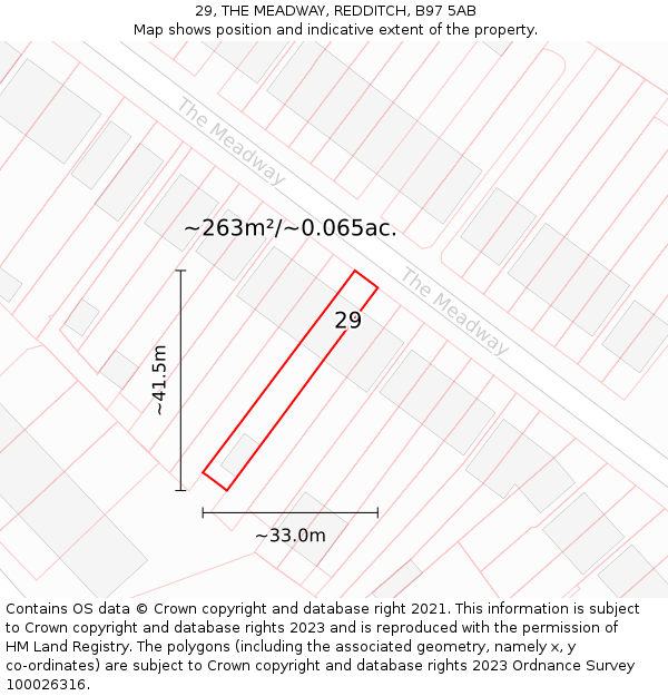 29, THE MEADWAY, REDDITCH, B97 5AB: Plot and title map