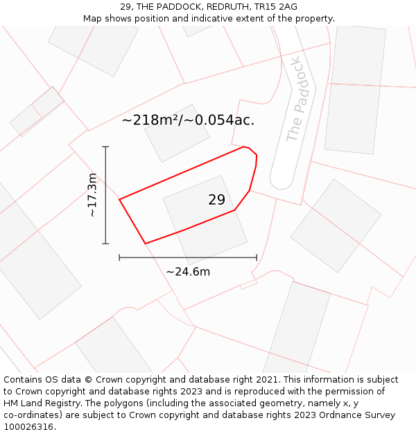 29, THE PADDOCK, REDRUTH, TR15 2AG: Plot and title map