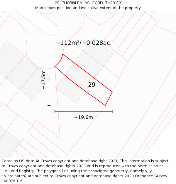 29, THORNLEA, ASHFORD, TN23 3JX: Plot and title map