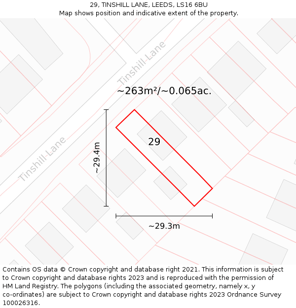 29, TINSHILL LANE, LEEDS, LS16 6BU: Plot and title map