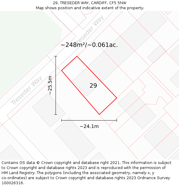 29, TRESEDER WAY, CARDIFF, CF5 5NW: Plot and title map