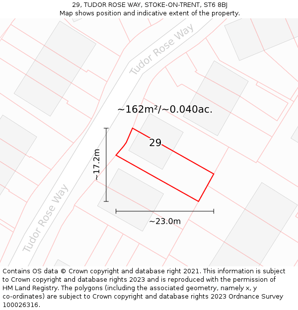 29, TUDOR ROSE WAY, STOKE-ON-TRENT, ST6 8BJ: Plot and title map