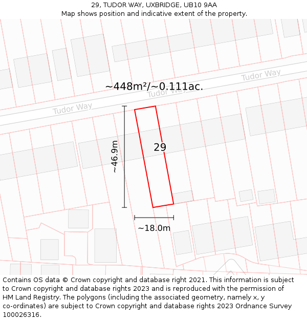 29, TUDOR WAY, UXBRIDGE, UB10 9AA: Plot and title map