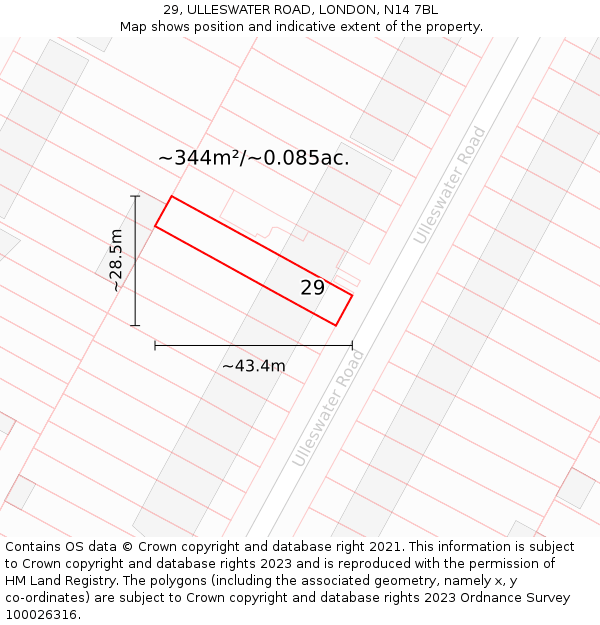 29, ULLESWATER ROAD, LONDON, N14 7BL: Plot and title map