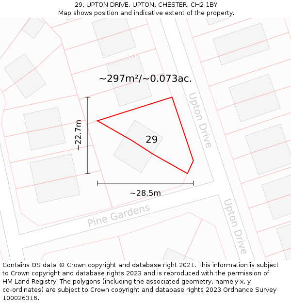 29, UPTON DRIVE, UPTON, CHESTER, CH2 1BY: Plot and title map