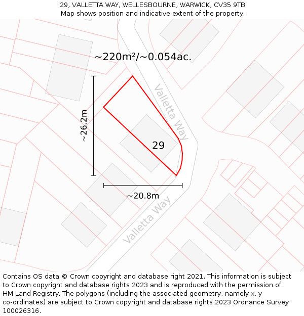 29, VALLETTA WAY, WELLESBOURNE, WARWICK, CV35 9TB: Plot and title map