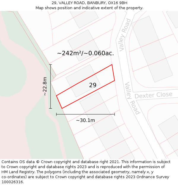 29, VALLEY ROAD, BANBURY, OX16 9BH: Plot and title map