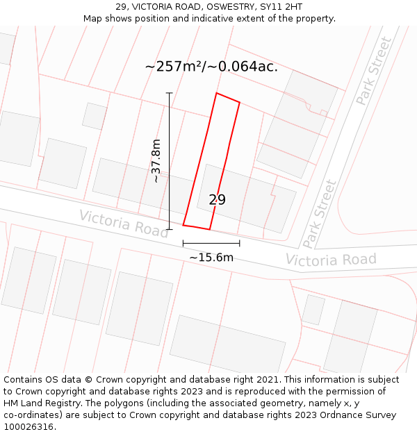 29, VICTORIA ROAD, OSWESTRY, SY11 2HT: Plot and title map