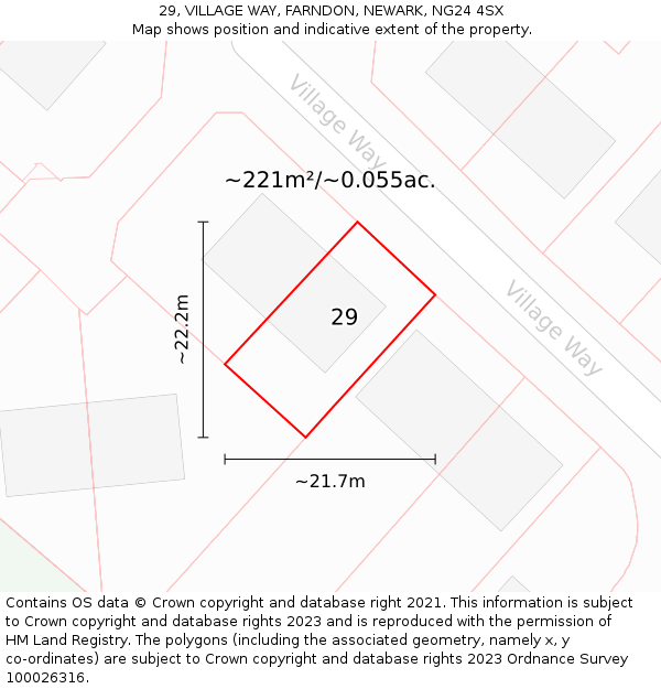 29, VILLAGE WAY, FARNDON, NEWARK, NG24 4SX: Plot and title map