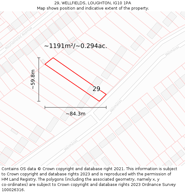 29, WELLFIELDS, LOUGHTON, IG10 1PA: Plot and title map