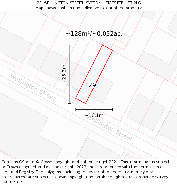 29, WELLINGTON STREET, SYSTON, LEICESTER, LE7 2LG: Plot and title map