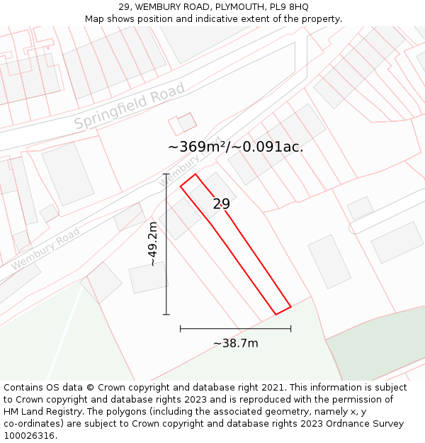 29, WEMBURY ROAD, PLYMOUTH, PL9 8HQ: Plot and title map