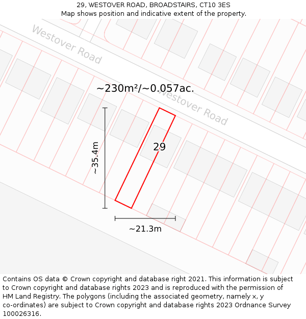 29, WESTOVER ROAD, BROADSTAIRS, CT10 3ES: Plot and title map