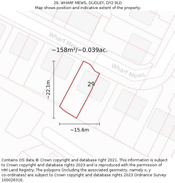 29, WHARF MEWS, DUDLEY, DY2 9LD: Plot and title map