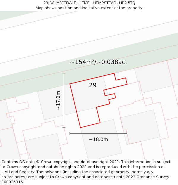 29, WHARFEDALE, HEMEL HEMPSTEAD, HP2 5TQ: Plot and title map