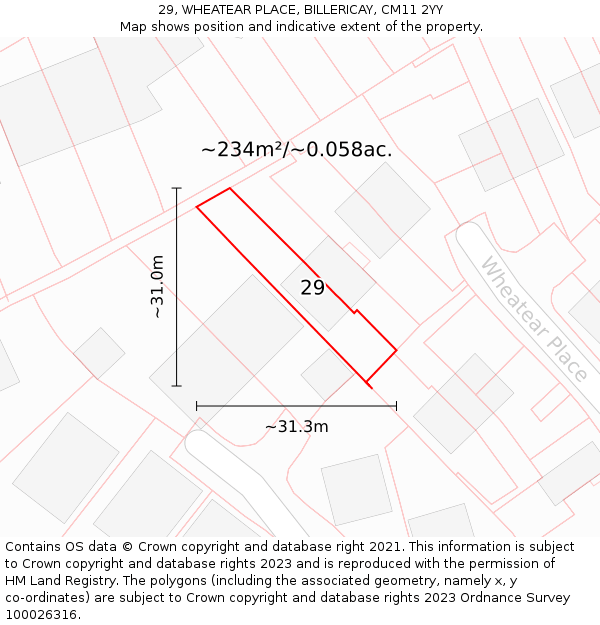 29, WHEATEAR PLACE, BILLERICAY, CM11 2YY: Plot and title map