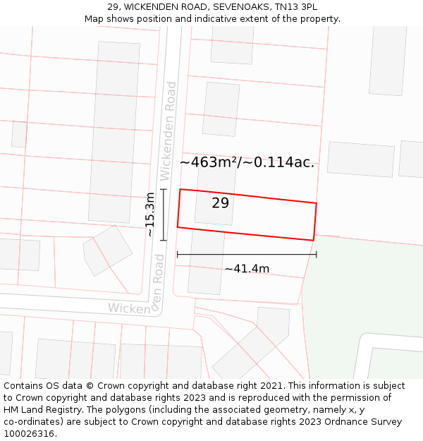 29, WICKENDEN ROAD, SEVENOAKS, TN13 3PL: Plot and title map