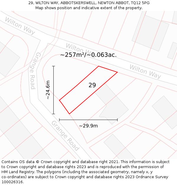 29, WILTON WAY, ABBOTSKERSWELL, NEWTON ABBOT, TQ12 5PG: Plot and title map