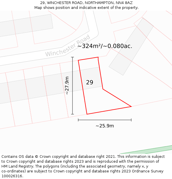 29, WINCHESTER ROAD, NORTHAMPTON, NN4 8AZ: Plot and title map