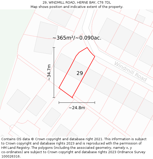 29, WINDMILL ROAD, HERNE BAY, CT6 7DL: Plot and title map