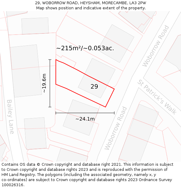 29, WOBORROW ROAD, HEYSHAM, MORECAMBE, LA3 2PW: Plot and title map